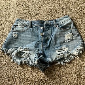 Light to medium wash high waisted Jean shorts, size 2, lightly worn